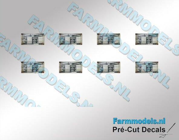 8x Chassis plate type-A stickers Pré-Cut Decals 1:32 Farmmodels.nl 00121