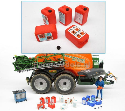 5 x Red Acid/ Poison Containers 21873