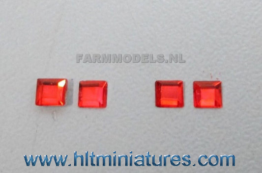 3x3mm Red Square Glimmer Transparent Lights (4) 1:32 Scale 22116