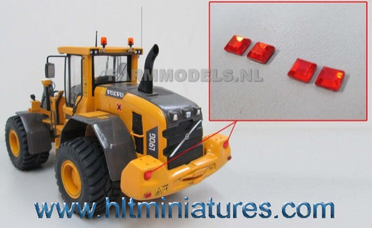 4x4mm Red Square Glimmer Transparent Lights (4) 1:32 Scale 22117