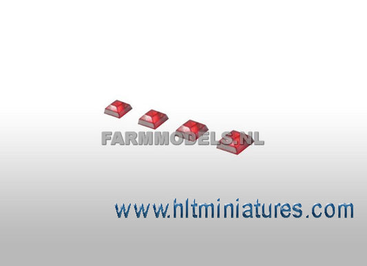 2x2mm Red Square Glimmer Transparent Lights (4) 1:32 Scale 22242