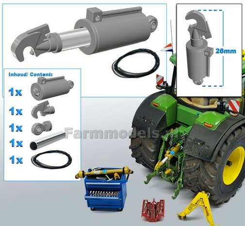 Top link "HYDROLIC" - "FAT" BASIC Version Length in 26mm - Out: approx. 35mm Supplied in RESIN with 1x CATCH HOOK + 2x BALL HEAD connection 1:32 242621