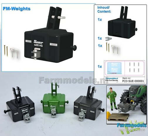 SUPER FRONT WEIGHT 400 kg + TOW BAR + Pre-Cut Decal Sticker Set + PINS Resin GLOSS BLACK Supplied sprayed 1:32 260606