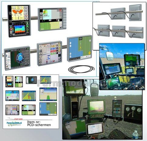 5x DISPLAY/ LED SCREENS RESIN GREY + 10x Pre-Cut decals SCREEN IMAGES + Ø1mm Mounting rod and Ø0.5mm wire 1:32 344045
