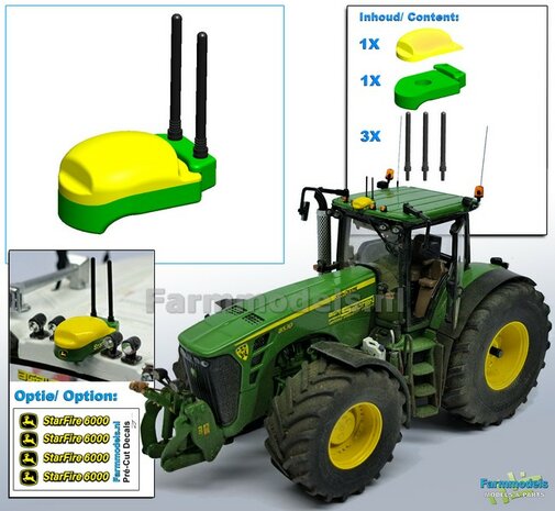 John Deere STARFIRE 6000 GPS receiver, Resin, in JD YELLOW & GREEN Supplied painted, incl. 2 antennas (+1 spare) 1:32 344436