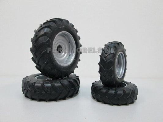 Tire set Case IH 1455 Schuco, front axle Ø 42.4 mm / rear axle Ø 57.6 mm, 1:32 34905