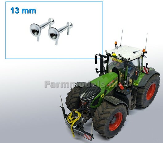 2x Air horn 13 mm CHROME sprayed round front/ round rear 1:32 361322