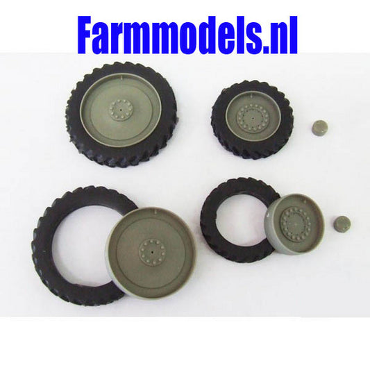 Set of 4 Grey Row Crop Wheels 1:32 Scale by Artisan 32 37012/04211
