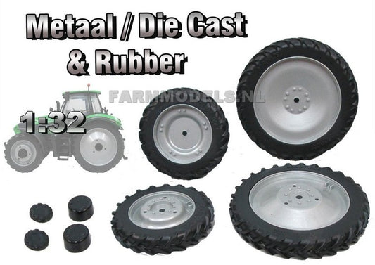 A Set Of Metal Wheels And Rubber Tyres 37017