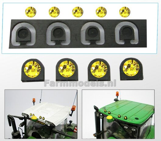 5 x loose Top lights YELLOW + 4x loose black brackets 1:32 451034