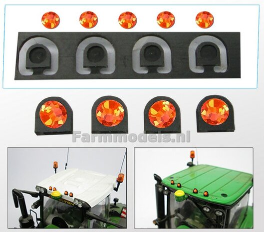 5 x loose Top lights ORANGE + 4x loose black brackets 1:32 451054