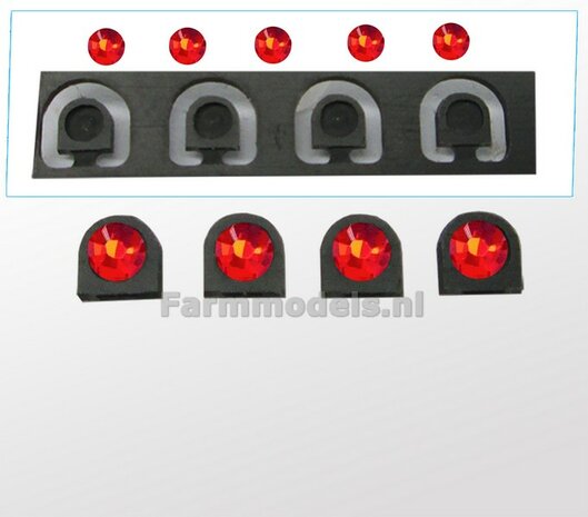 5x loose Top lights RED + 4x loose black brackets 1:32 451064