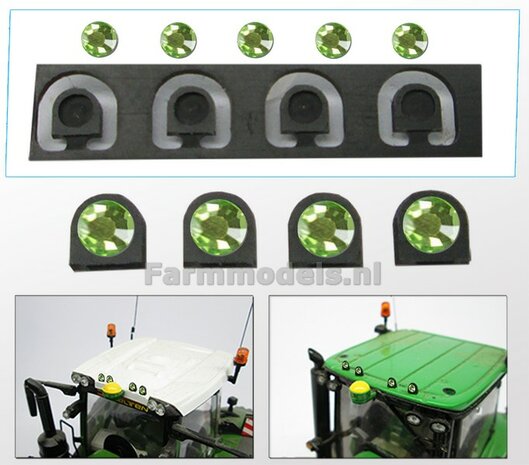 5x loose Top lights LIGHT GREEN + 4x loose black brackets 1:32 451074