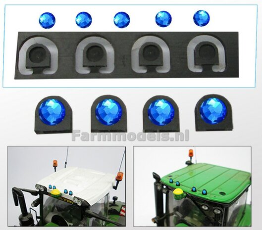 5x loose Top lights BLUE + 4x loose black brackets 1:32 451094
