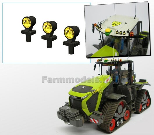 3x Top lights YELLOW on support Version A 1:32 452033