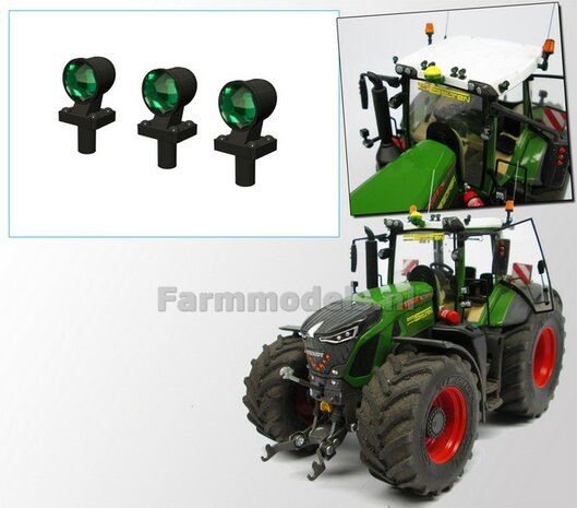 3x Top lights DARK GREEN on support Version A 1:32 452133