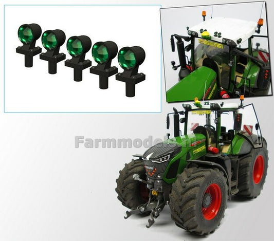 5x Top lights DARK GREEN on support with feet Version A 1:32 452135