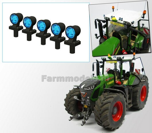 5x Top lights BLUE on support with feet Version A 1:32 452155