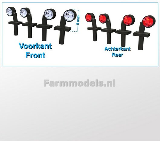 4x Width lights WHITE-RED 5 mm wide 1:32 455235