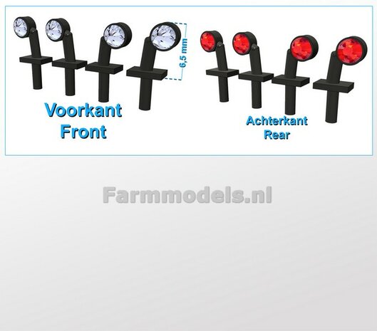 4x Width lights WHITE-RED 6.5 mm wide 1:32 455245