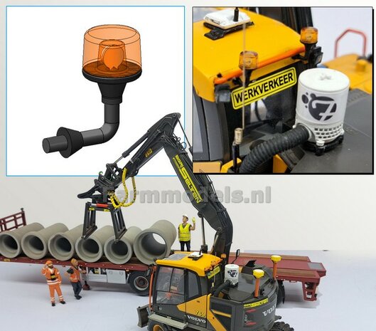 Rotating beacon Version 5: Orange ball with black high-gloss support with separate orange lamp glass 1:32 480225