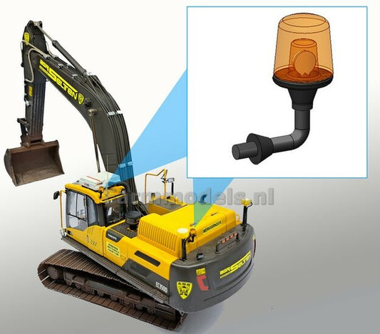 Rotating beacon Version 7: Orange ball with black high-gloss support with silver-grey interior, supplied with separate orange lamp glass 1:32 480235