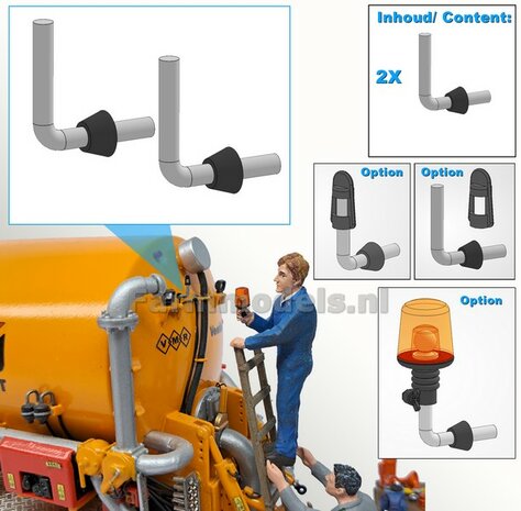 2x SWIVEL BEAM MOUNT VERSION L Ø 1mm support. Material: Glossy Resin ALUMINUM + BLACK cap for mounting Farmmodels Swivel Beacons 1:32 484447