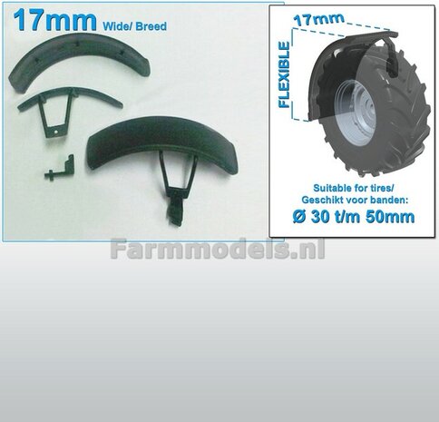 2x Mudguards WITH SUPPORT approx. 17 mm wide 1:32 791950