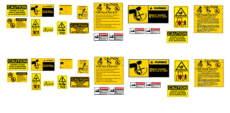 DEC04 Self-adhesive general machinery warning decals 1:32 Scale by HLT