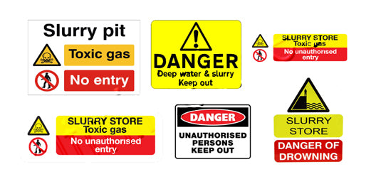 DEC09 6 x Self-adhesive Slurry Store Warning Signs Decals 1:32 Scale by HLT