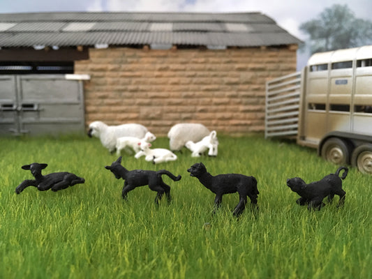 Black Sheep/Lambs (4) 1:32 Scale Animals by FABScenics FAB13