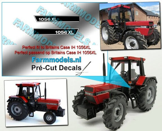 1056XL Cabin and doors sticker set 2x WHITE on black foil stickers (fits 1056XL Britains cabin) Pré-Cut Decals 1:32 Farmmodels.nl PCD-CA-095093