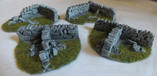 Corners/T Sections Grey Low Roadside Dry Stone Wall Any Scale PW1Corn
