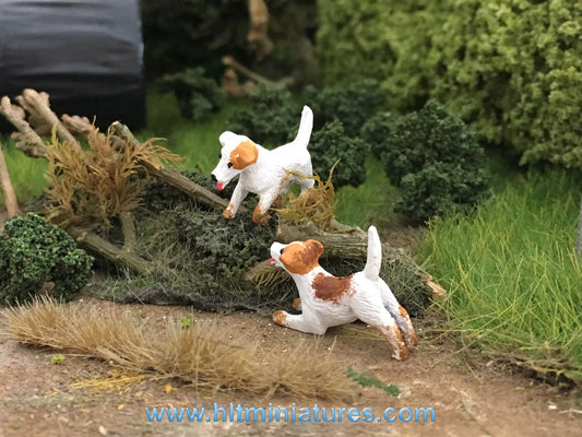 Jack Russell Terrier Dogs (2) 1:32 Scale by HLT Miniatures WMA86