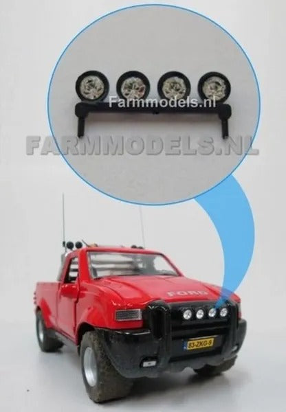 4 x Round Toplights/spotlights with Black Bracket Truck Cab, Tractor etc 1:32 Scale by Artisan 32 468010