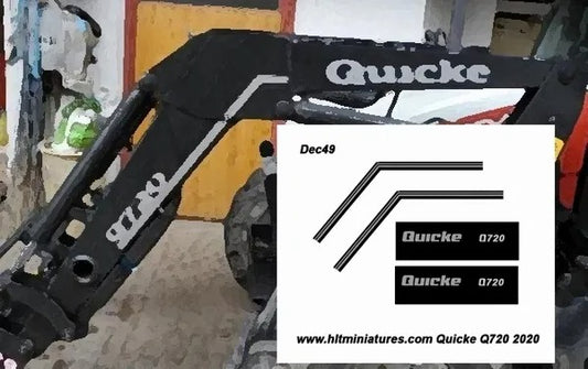2 x Quicke Q720 Self- Adhesive Decals (to fit UH Faucheux Front Loader) 1:32 Scale (DEC49)