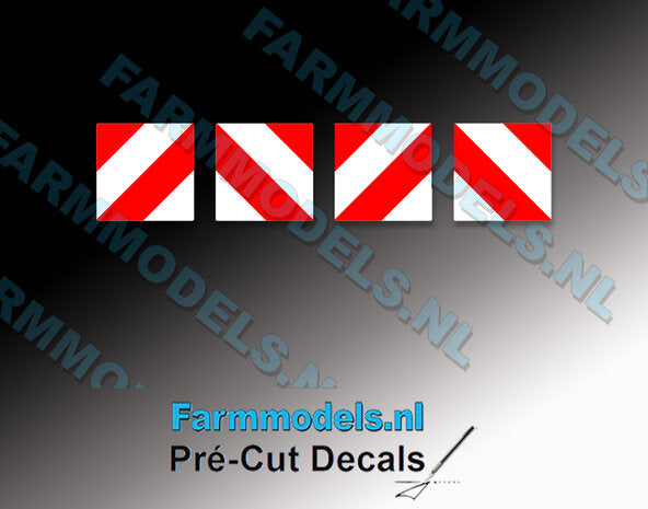 Width/Expulsion sign/Traffic stickers 2 stripes RED/WHITE approx. 5 x 5 mm Pre-Cut Decals 1:32 Farmmodels.nl 00672