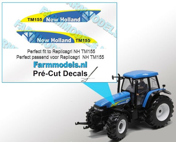 New Holland TM155 type stickers for NH TM155 Replicagri hood Pre-Cut Decals 1:32 Farmmodels.nl  018850