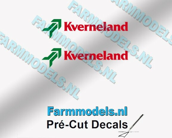2x Kverneland logo 6mm high RED/GREEN on Transparent Pre-Cut Decals 1:32 Farmmodels.nl 03060