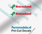 2x Kverneland logo 6mm high RED/GREEN on Transparent Pre-Cut Decals 1:32 Farmmodels.nl 03060