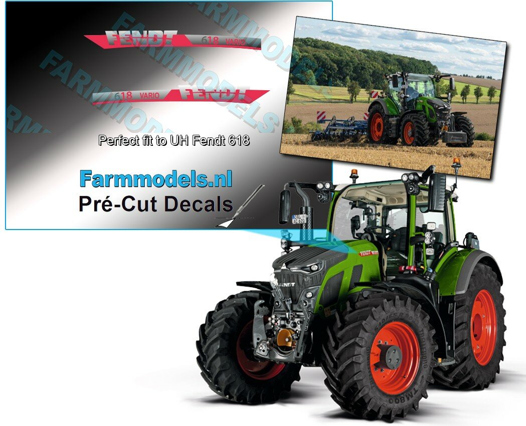 FENDT 618 Vario stickers, suitable for Fendt 620 UH6666 Pre-Cut Decals 1:32 Farmmodels.nl 061618