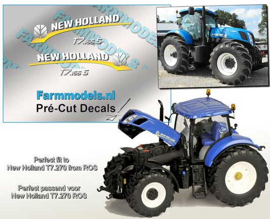 New Holland T7.165S Blue Logo type stickers for the hood of NH T7.270 Blue by ROS Pre-Cut Decals 1:32 Farmmodels.nl  074500