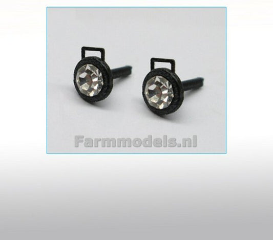 2x Work lights round with handle, rod at the back, glimmers loose approx. Ø 4 mm 1:32 AM-03082 22447