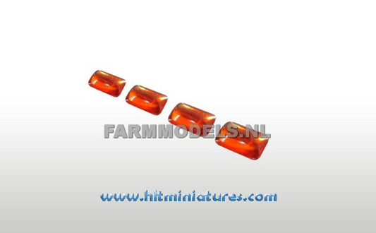 4x2.5mm Orange Rectangular Glimmer Transparent Lights (4) 1:32 Scale 22158 (04372)