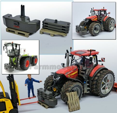 Front weight with 3 separate weight plates, original item Claas Xerion 4000 Weise Toys 1:32 269635