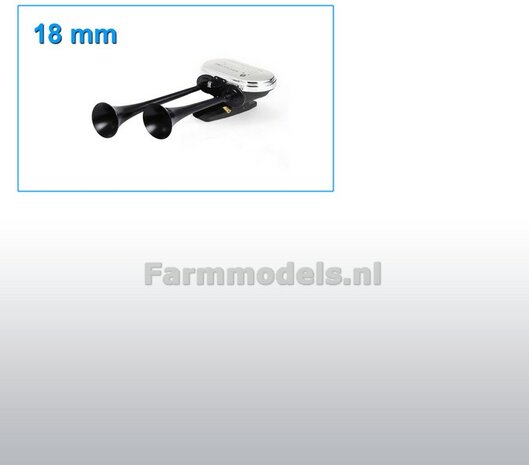 DOUBLE Air Horn 18 mm BLACK GLOSS sprayed round front/double mounted rear 1:32 361819