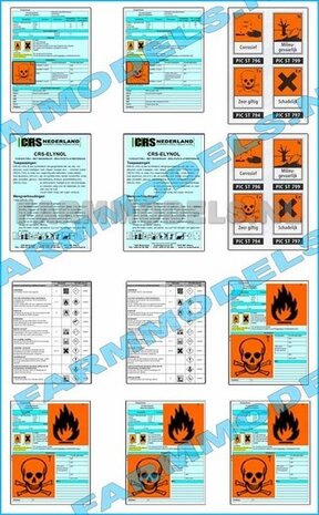 5x 20 liter ACID/PESTICIDE DRUMS + 5x LOOSE CAPS + 12x PRE-CUT DECALS Sticker set Resin MATT WHITE Sprayed delivered 1:32 423204