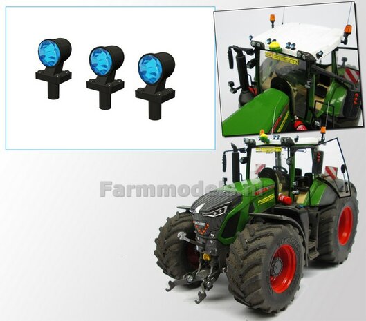 3x Top lights BLUE on support Version A 1:32 452153
