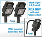 2x Work lights SQUARE 3x3 mm ANGLED, 3D LED-Look Glass effect WITH Cable, mounting pin BOTTOM, WITH handle 1:32 462116