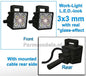 2x Work lights SQUARE 3x3 mm, 3D LED-Look Glass effect WITH Cable, mounting pin BACK, WITH handle 1:32 462166